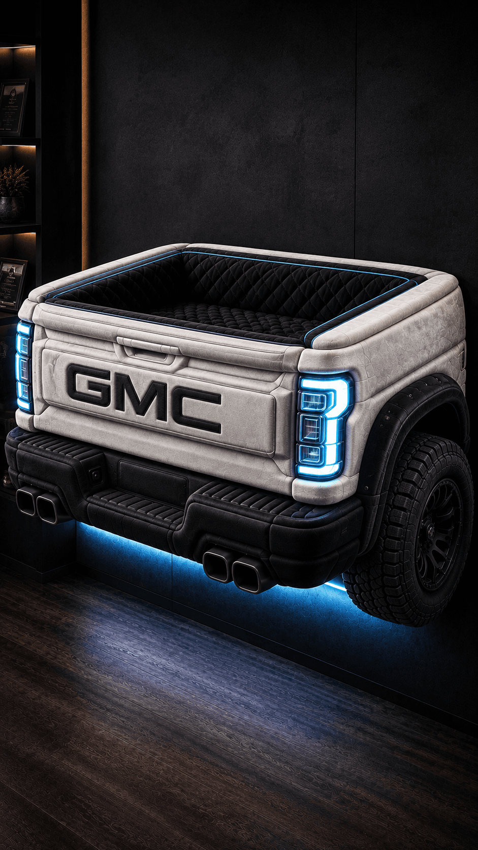 Arctic truck-inspired LED dog bed